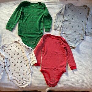 Set of 4 Long Sleeve 24M Winter & Christmas themed Bodysuits